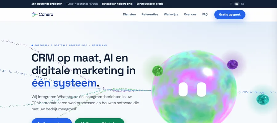 Cohero CRM web sitesinin ana sayfası