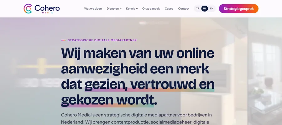 Cohero Media web sitesinin ana sayfası